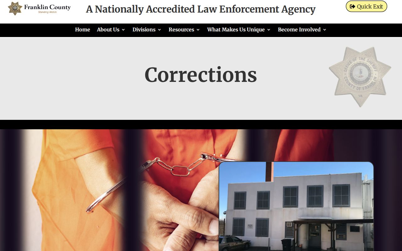 Franklin County Jail corrections and booking-record source